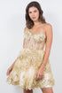 Lace One-Shoulder Tiered Skirt Cocktail Dress for Women 4/XS-16/3X